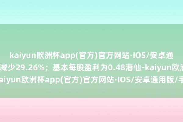 kaiyun欧洲杯app(官方)官方网站·IOS/安卓通用版/手机APP下载同比减少29.26%；基本每股盈利为0.48港仙-kaiyun欧洲杯app(官方)官方网站·IOS/安卓通用版/手机APP下载